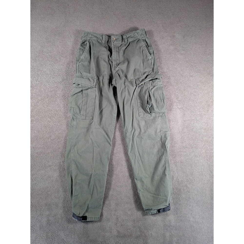 Duxbak Pants Mens 32x32 Olive Green Adjustable Waist Mid Rise Cargo Pockets
